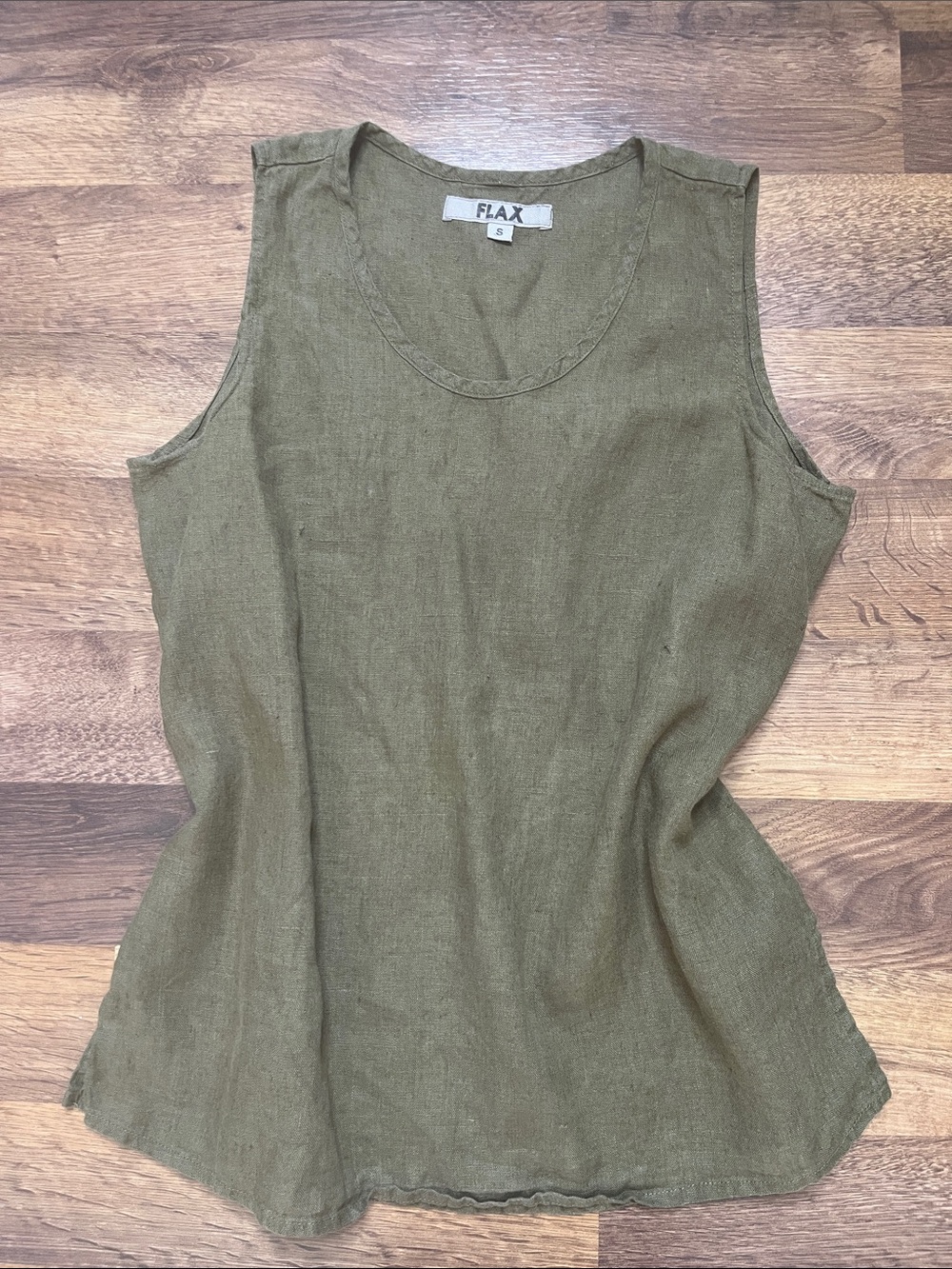 Flax Green Linen Tank Top Size Small